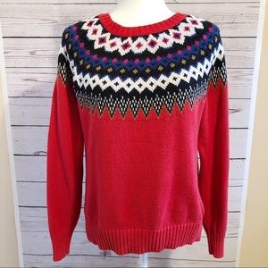 Old Navy Red Nordic Fair Aisle Sweater (L)
